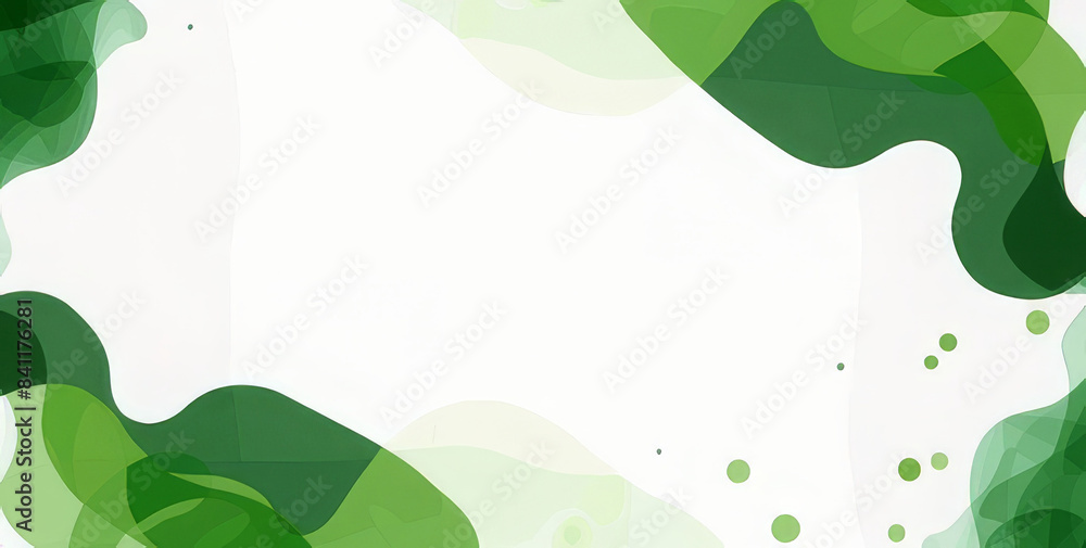 Fototapeta premium Nature-inspired abstract background with green organic shapes and leafy accents