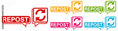 Set collections of repost icons. Share labels template design vector illustrations
