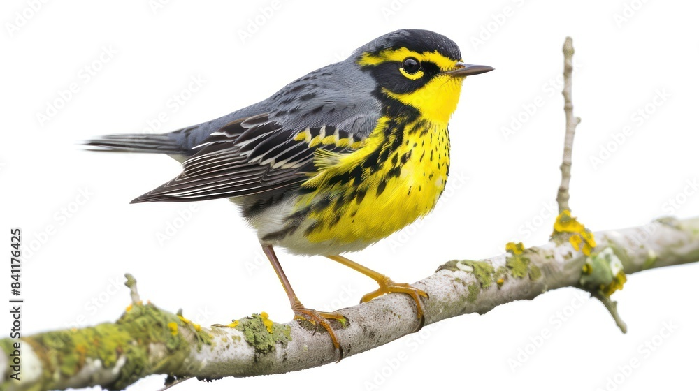 Canada Warbler clearly photo on white background , Canada Warbler clearly photo on white background ,