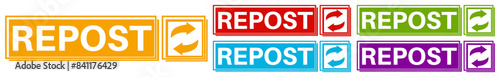 Set collections of repost icons. Share labels template design vector illustrations