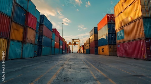 Wallpaper Mural Stacked Shipping Containers at the Port Terminal Showcasing Global Logistics and Trade Connectivity Torontodigital.ca