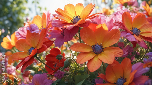 Wallpaper Mural Floral Radiance: Vibrant Blooms, Sunlit Splendor, Natural Elegance, Generative AI Torontodigital.ca