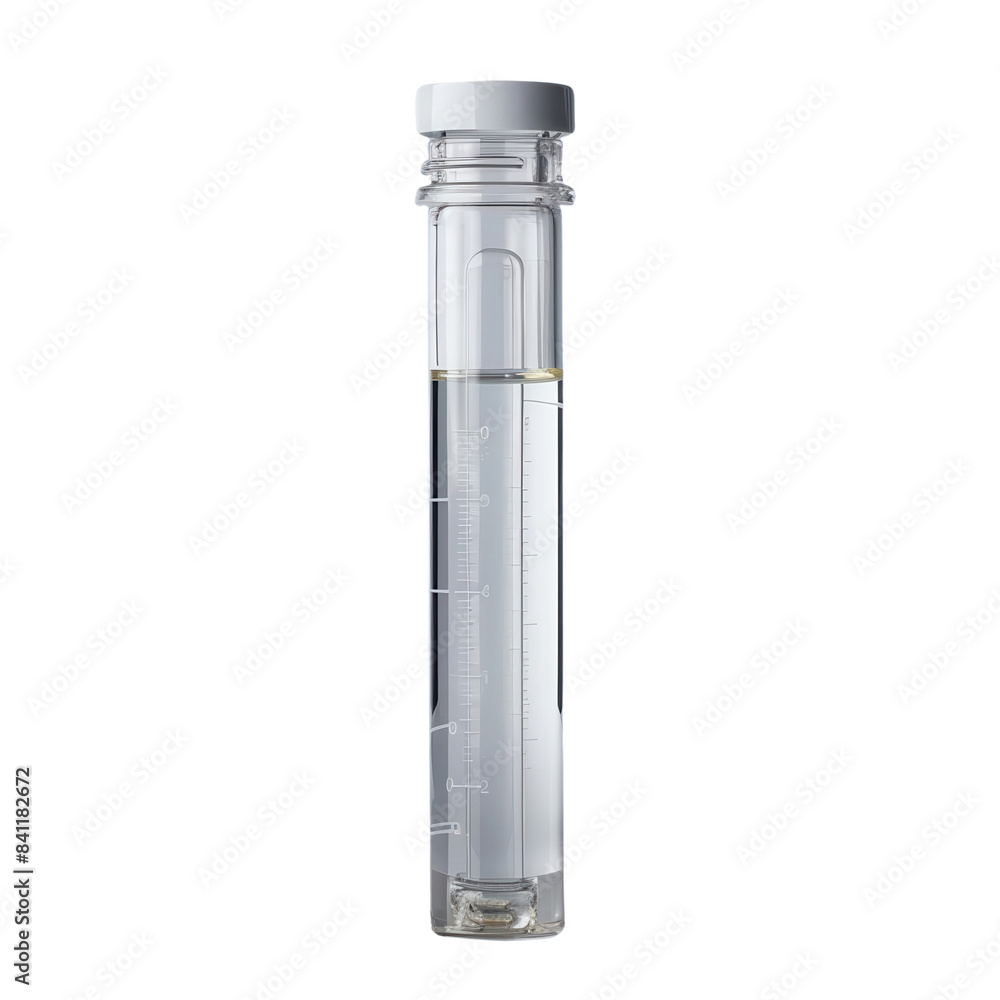 A glass vial with a screw cap isolated on a transparent background. A glass vial with a screw cap isolated on a transparent background.