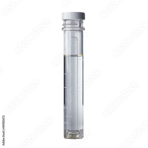A glass vial with a screw cap isolated on a transparent background. © Thanapipat