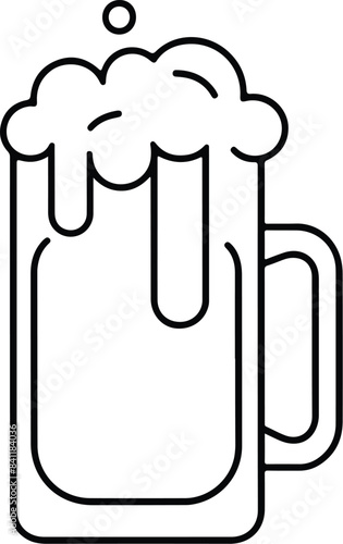 Refreshing Alcohol Beverage Served in a Classic Beer Mug with Overflowing Froth