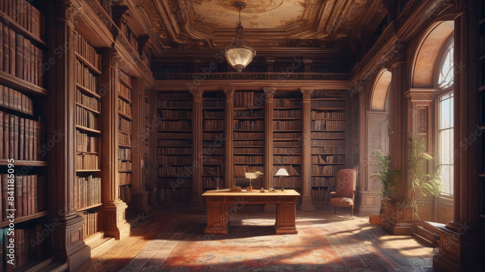 A journey through time in a forgotten library filled with dusty tomes and whispered tales, Generative AI
