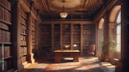 A journey through time in a forgotten library filled with dusty tomes and whispered tales, Generative AI © 4K_Heaven
