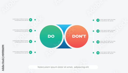 Circle Round Dos and Don'ts, Pro and Cons, VS, Versus Comparison Infographic Design Template