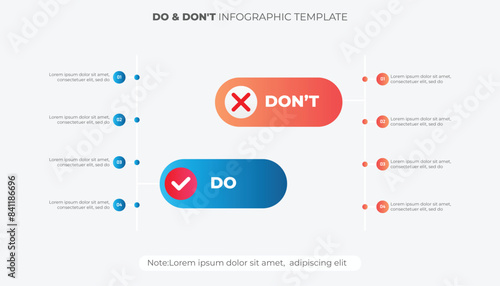 Circle Round Dos and Don'ts, Pro and Cons, VS, Versus Comparison Infographic Design Template