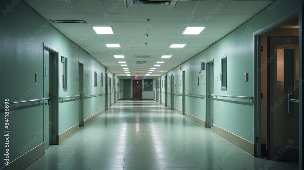 Venturing into the dimly lit corridors of an empty hospital complex, where the silence speaks volumes of past lives lost to time, Generative AI Venturing into the dimly lit corridors of an empty hospital complex, where the silence speaks volumes of past lives lost to time, Generative AI