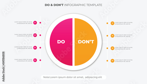 Circle Round Dos and Don'ts, Pro and Cons, VS, Versus Comparison Infographic Design Template