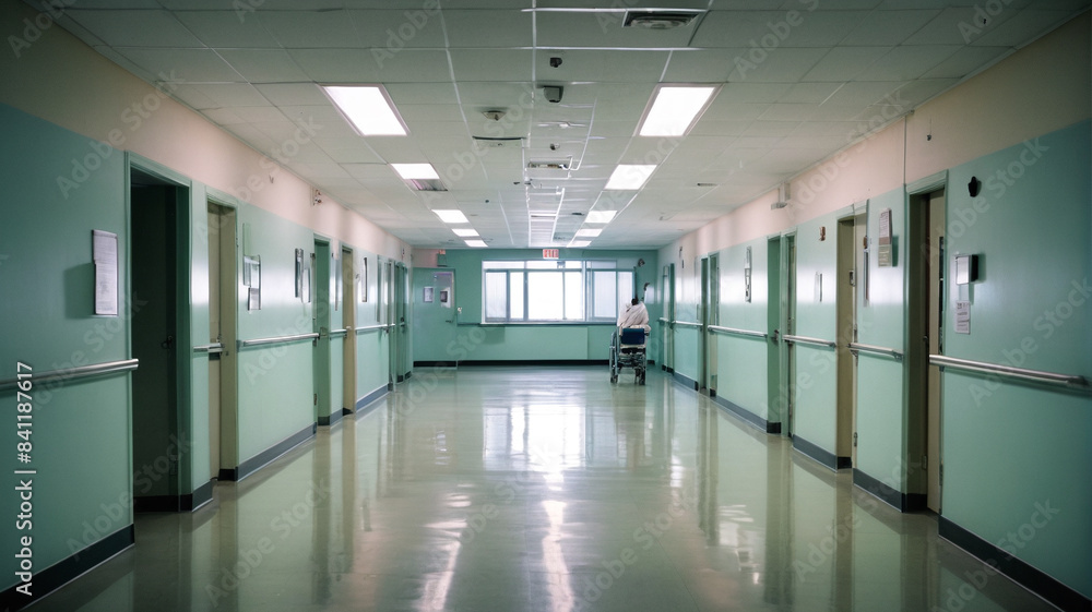 Fading specters: Wandering through desolate hospital corridors, where blurred silhouettes hint at the fading echoes of lives once intertwined, Generative AI Fading specters: Wandering through desolate hospital corridors, where blurred silhouettes hint at the fading echoes of lives once intertwined, Generative AI