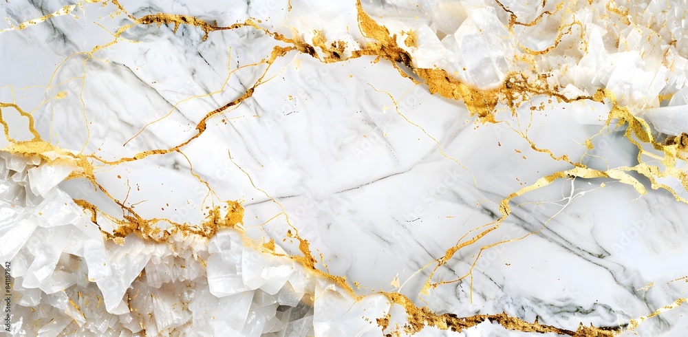 White Marble Texture with Golden Veins and Edges White Marble Texture with Golden Veins and Edges