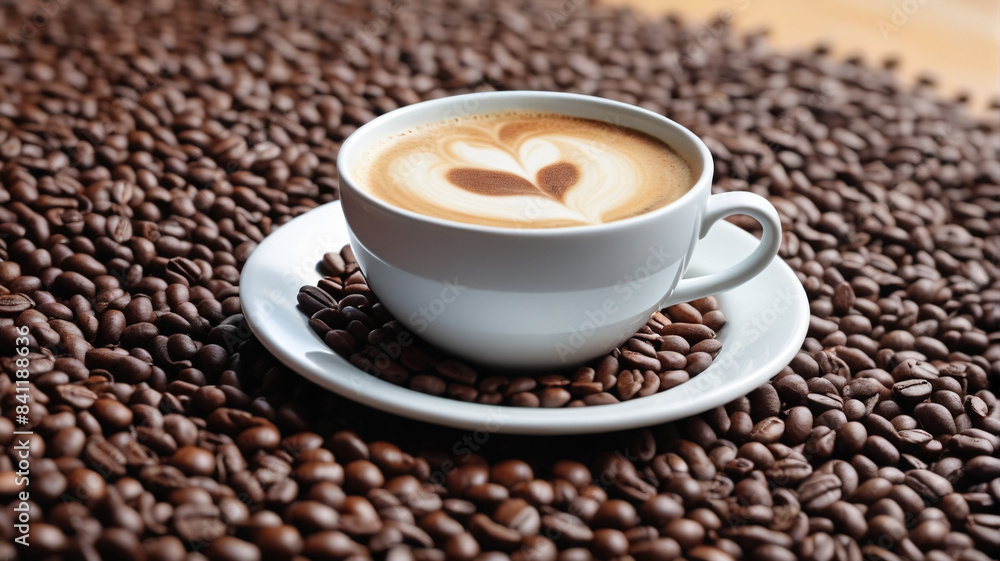 Obraz premium Java Dreams: Prowling through the realm of coffee beans, where the promise of a perfect cup fuels visions of indulgent mornings and tranquil afternoons, Generative AI