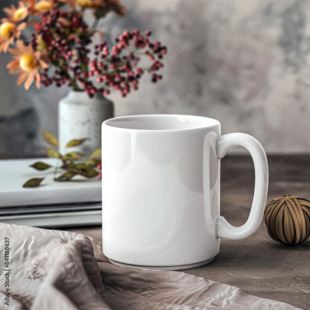 White Coffee Mug 15Oz Mockup, On Tango Background White Coffee Mug 15Oz Mockup, On Tango Background