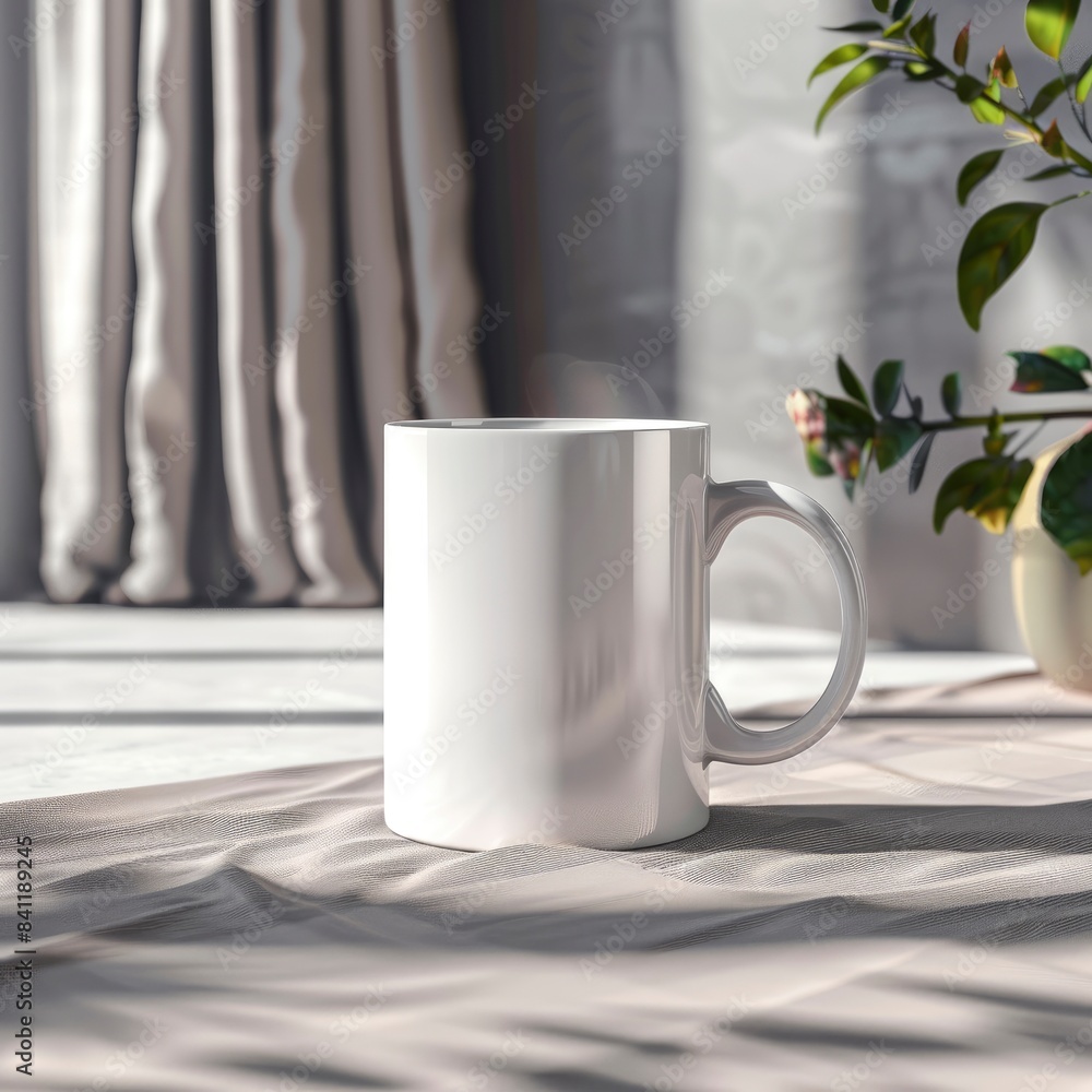White Coffee Mug 15Oz Mockup, On Yoga Background White Coffee Mug 15Oz Mockup, On Yoga Background