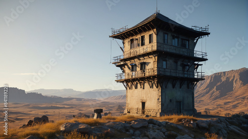 Sentinel Shadows: Roaming the silent watchtowers where sentinel shadows stand guard, embodying the vigilant spirit of defense, Generative AI photo