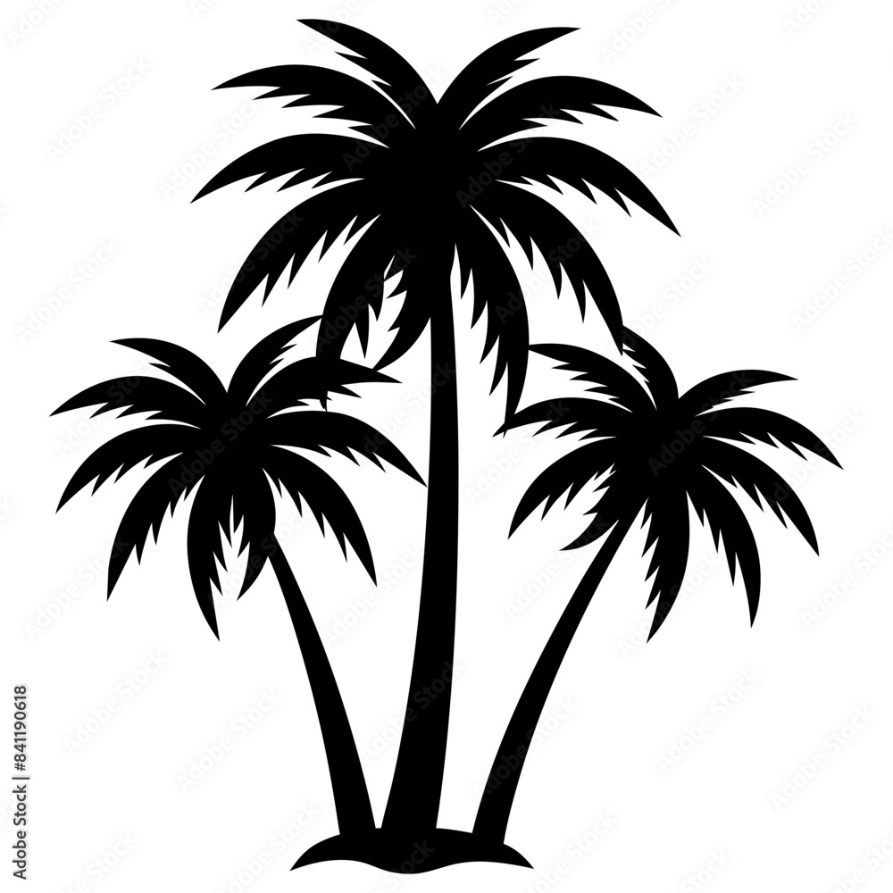 Fototapeta premium Palm tree island. coconut tree silhouette. svg file