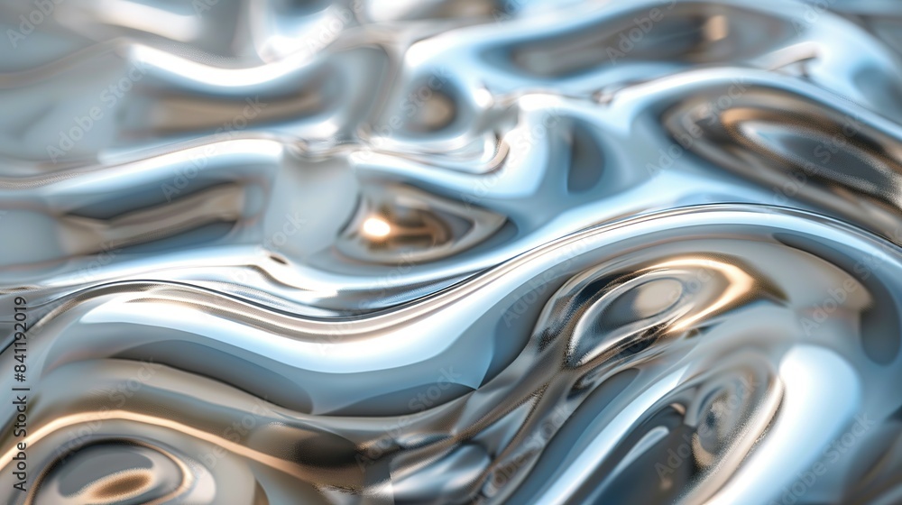 Mirrored Motion: Chrome Waves Composition Mirrored Motion: Chrome Waves Composition
