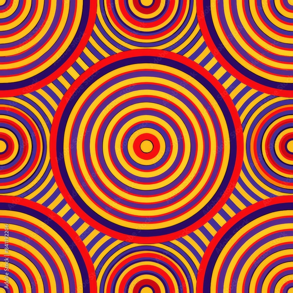 Seamless pattern of concentric circles forming a grid, creating a mesmerizing optical illusion effect, Generative AI Seamless pattern of concentric circles forming a grid, creating a mesmerizing optical illusion effect, Generative AI
