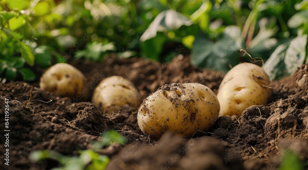 Potatoes growing in fertile soil Potatoes growing in fertile soil