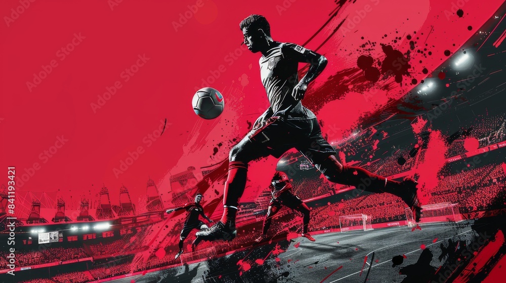 A soccer player is kicking a ball in a stadium A soccer player is kicking a ball in a stadium