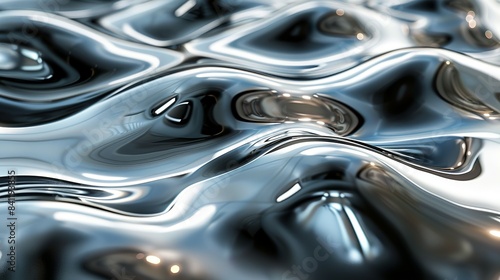 Silver Surf: Chrome Waves Wallpaper