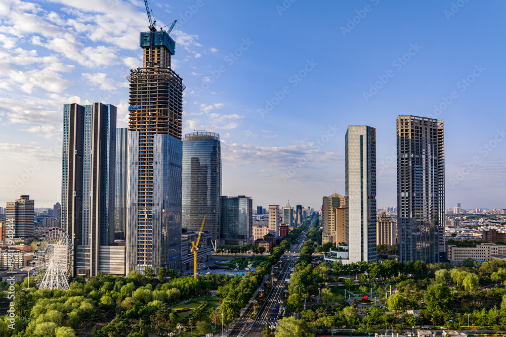 Architectural landscape of Changchun, China in early summer Architectural landscape of Changchun, China in early summer