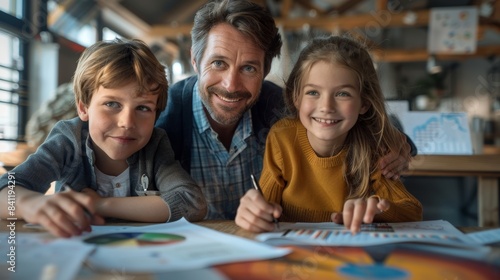 Father and Children Planning Together