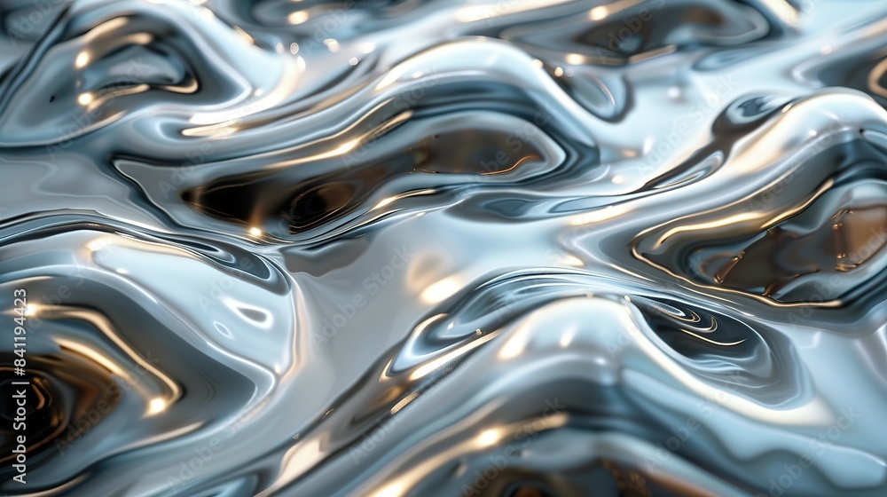 Shiny Serenity: Chrome Waves Background Shiny Serenity: Chrome Waves Background