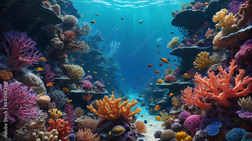 Oceanic Wonders: Diving into the depths of the ocean where vibrant coral reefs and mysterious sea creatures await discovery, Generative AI Oceanic Wonders: Diving into the depths of the ocean where vibrant coral reefs and mysterious sea creatures await discovery, Generative AI