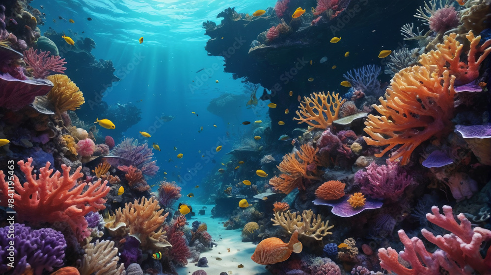 Oceanic Wonders: Diving into the depths of the ocean where vibrant coral reefs and mysterious sea creatures await discovery, Generative AI Oceanic Wonders: Diving into the depths of the ocean where vibrant coral reefs and mysterious sea creatures await discovery, Generative AI