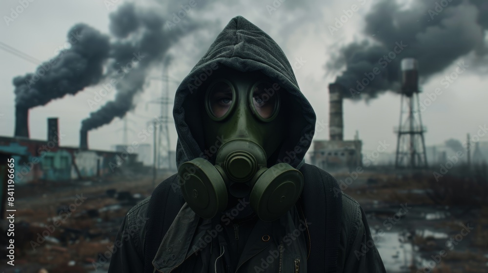 The person in gas mask The person in gas mask