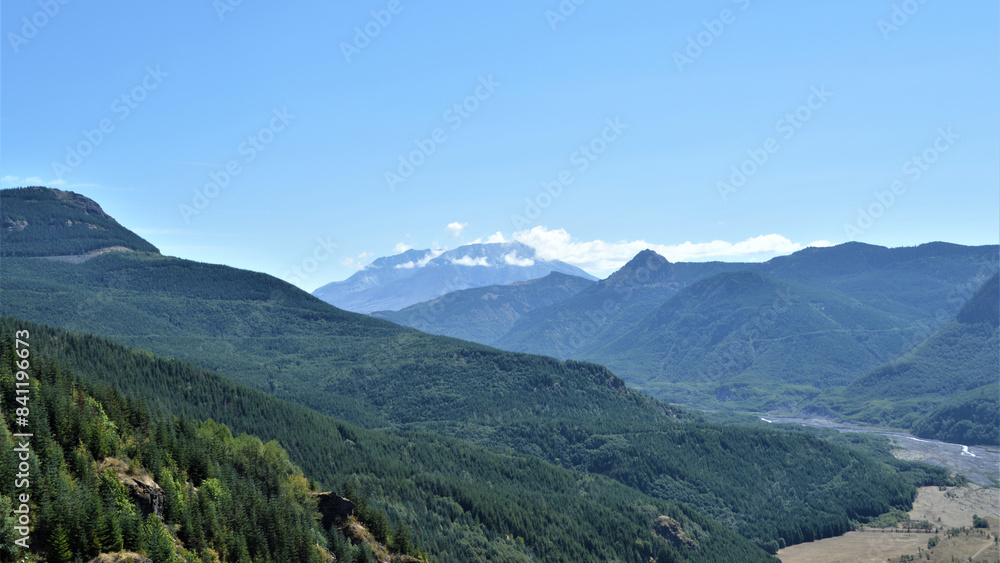 Fototapeta premium Lush Forests and Tranquil Waters of Mt. St. Helens