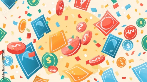 Create a graphic of a lottery ticket and jackpot winnings, capturing the excitement and chance of sudden financial windfalls.