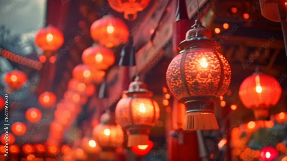 Buddhist temples on Visakha Bucha Day are decorated with red lanterns and intricate decorations. Buddhist temples on Visakha Bucha Day are decorated with red lanterns and intricate decorations.