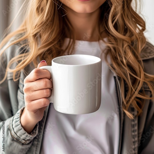 Latvia Beautiful Girl Holding 15Oz Plain White Mug Mockup 