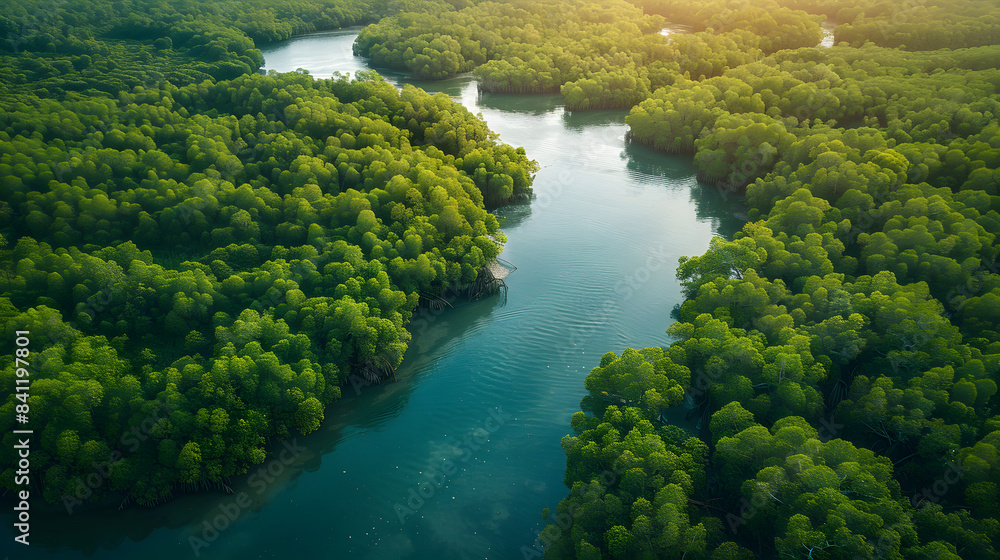 Gambia Mangroves. Aerial view of mangrove forest in Gambia. Photo made by drone from above. Africa Natural Landscape Gambia Mangroves. Aerial view of mangrove forest in Gambia. Photo made by drone from above. Africa Natural Landscape