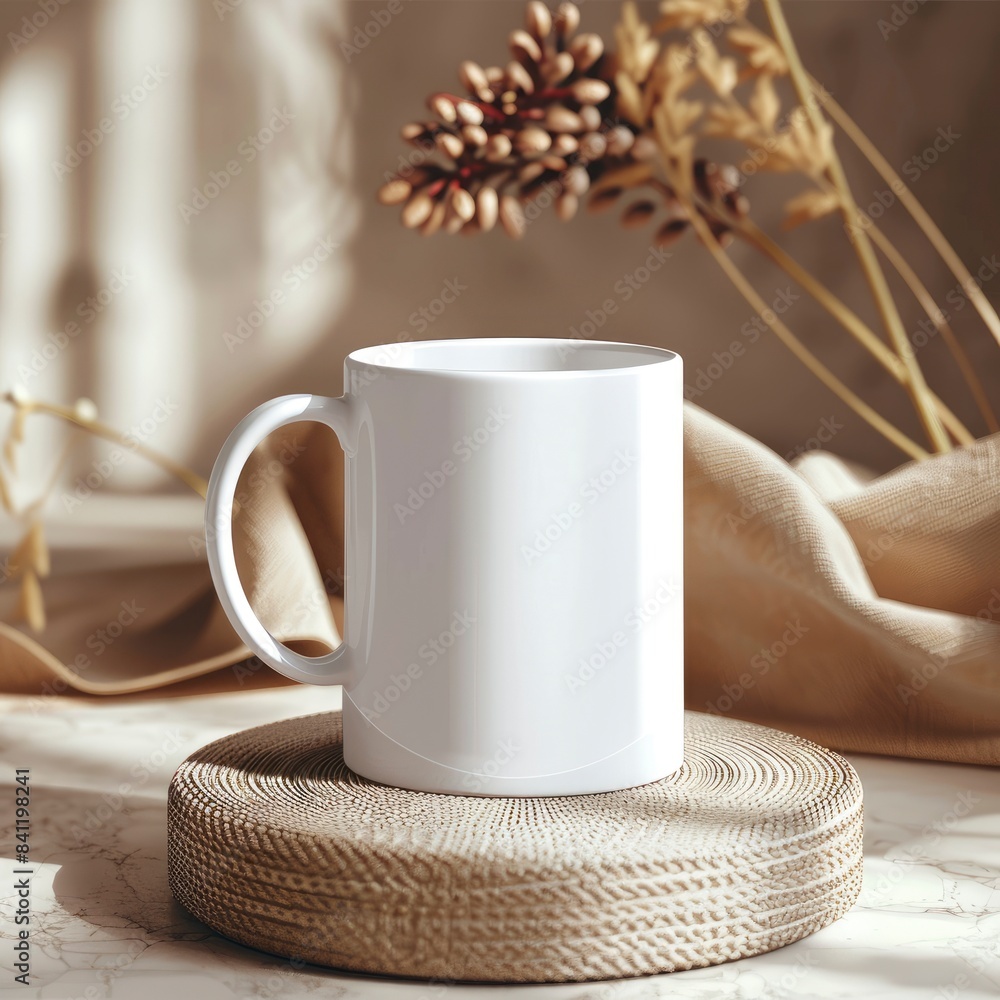 White Coffee Mug 15Oz Mockup, On Action Background White Coffee Mug 15Oz Mockup, On Action Background