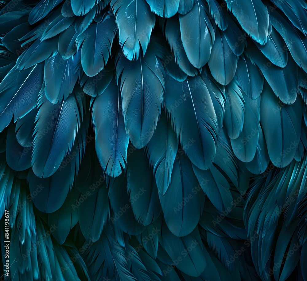 Fototapeta premium Teal Feathered Background - Abstract Texture