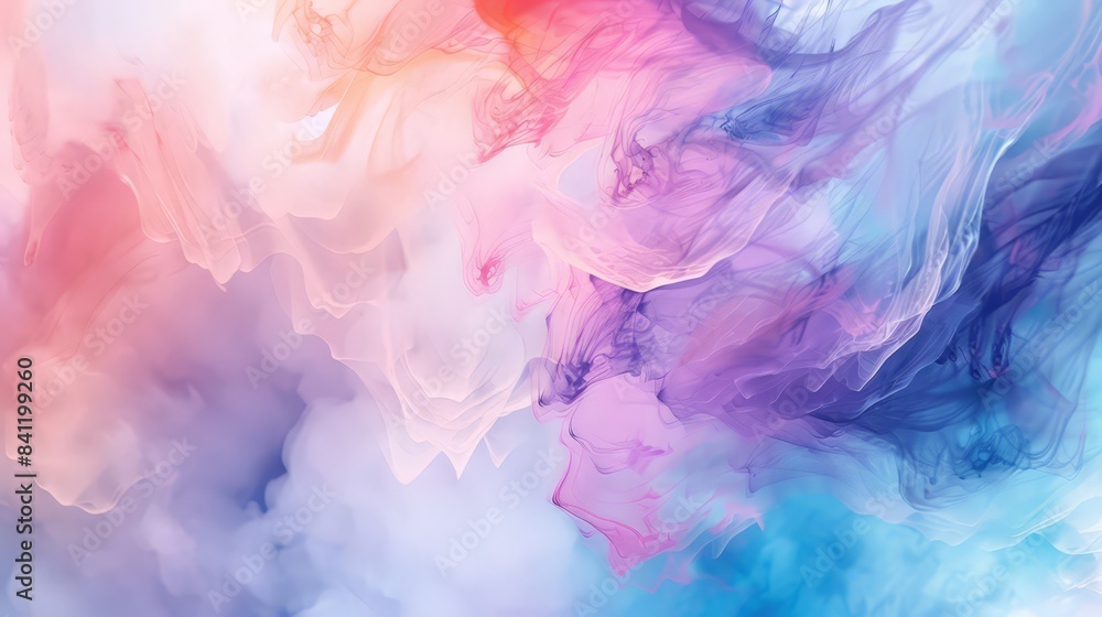 Fototapeta premium Create an abstract background with a watercolor effect, blending soft, fluid colors like pinks, blues, and purples to create a serene and artistic feel.