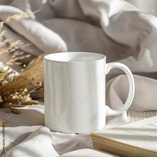 White Coffee Mug 15Oz Mockup, On Cricket Background