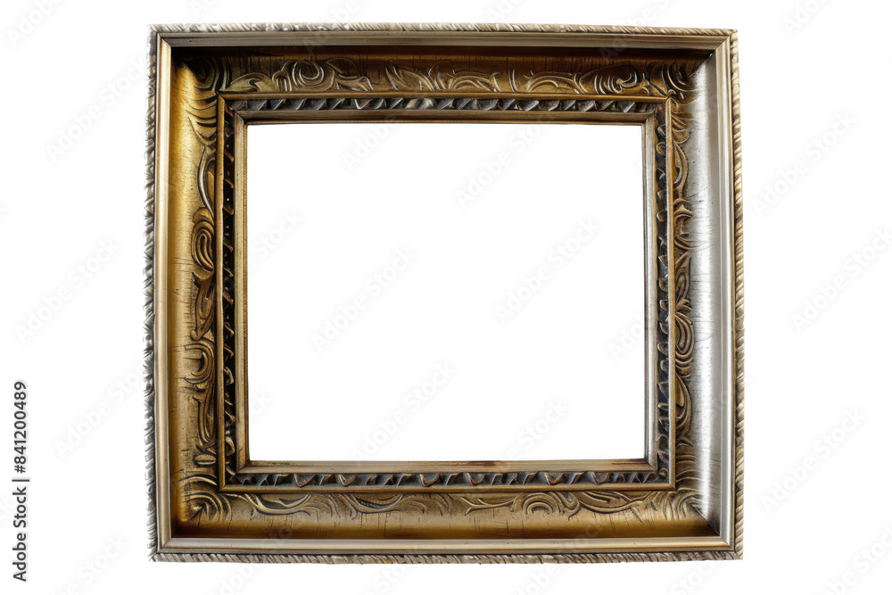 A gold framed picture with a white background A gold framed picture with a white background
