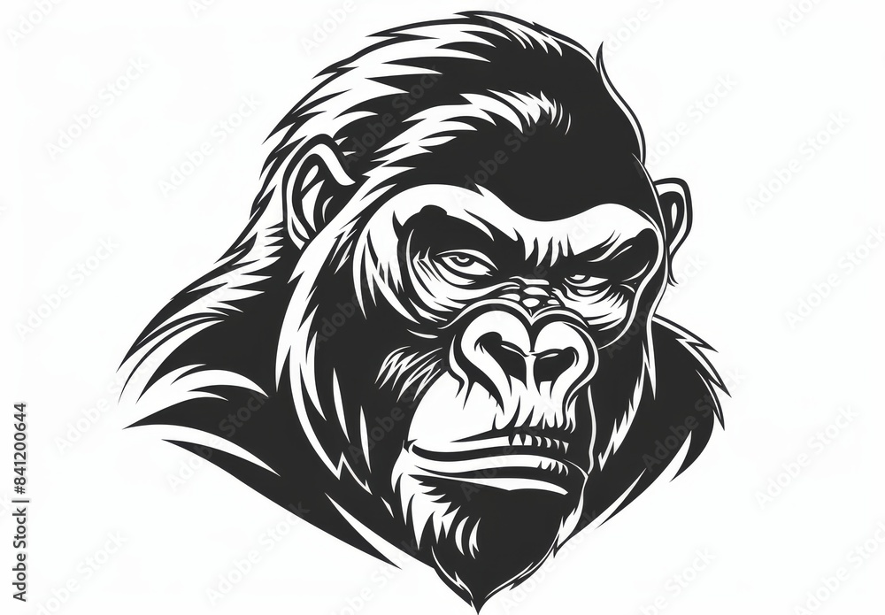 Fototapeta premium Black and white gorilla head design.