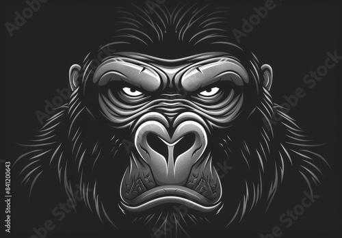 Wallpaper Mural Black and white gorilla head design. Torontodigital.ca
