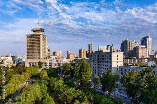 Architectural landscape of Changchun, China in early summer