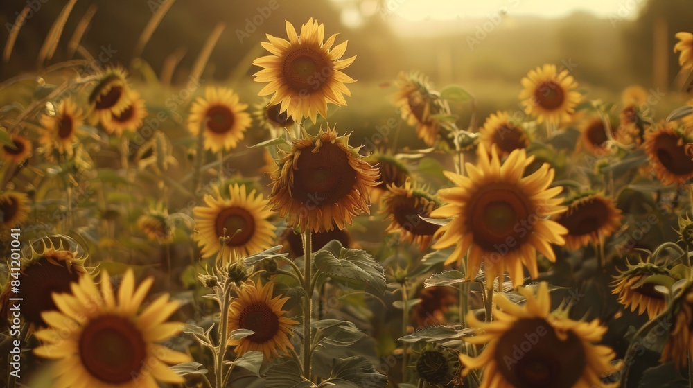 Fototapeta premium Sunflowers blooming in a summer field