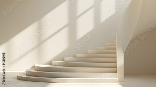 Light beige background for presentation with a podium in the form of steps with perspective