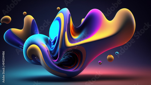 Abstract vibrant colorful 3d fluid shape background design