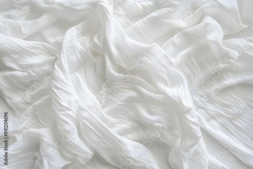 White Cotton Fabric Texture Background, Soft Wrinkled Surface